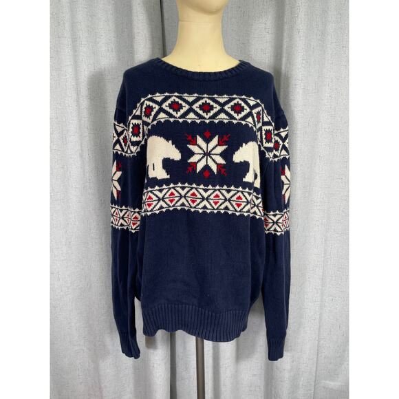 Vintage American Living Ugly Christmas Crew Neck Sweater, Fair Isle, Polar Bears - Picture 1 of 5